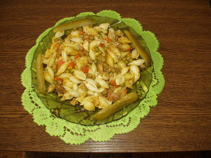 FOTKA - Tstoviny s kuecm masem a zeleninou.